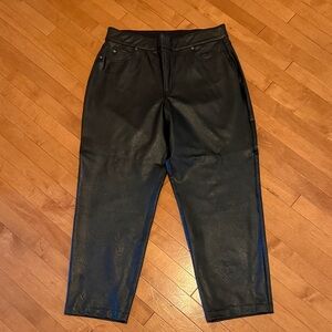 SPANX Faux Leather Black Cropped Pants